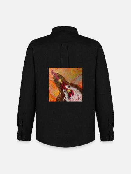 Rooster and chicken - Men's Oxford Shirt by Stanley/Stella - black