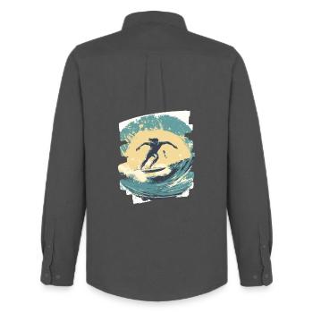 Surfeur - Chemise Oxford homme Stanley/Stella - charbon - Dos - AI Model Male 185 dark (185cm)