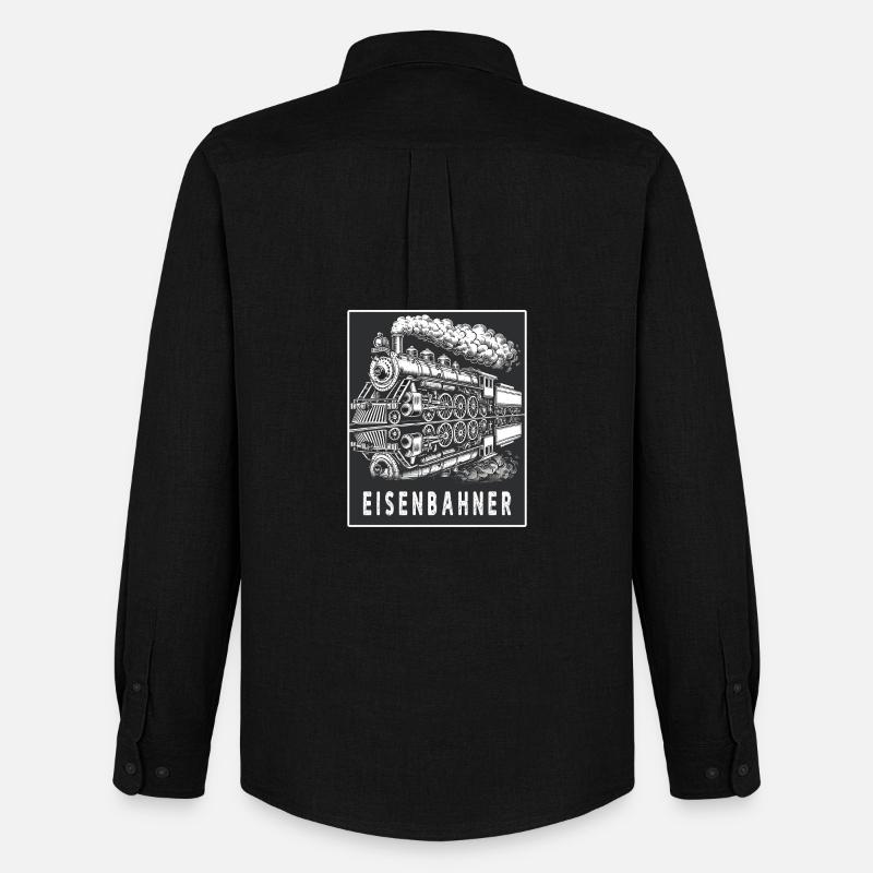 Dampflok Eisenbahner Retro - Männer Oxford Hemd von Stanley/Stella - Schwarz