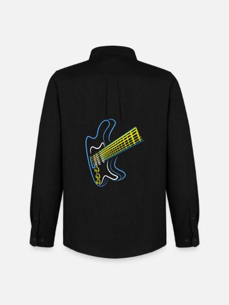 Blaues Gitarren Design - Männer Oxford Hemd von Stanley/Stella - Schwarz
