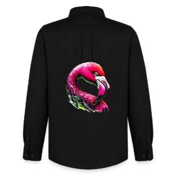 Flamingo - Men's Oxford Shirt by Stanley/Stella - black - Back - AI Model Male 185 dark (185cm)