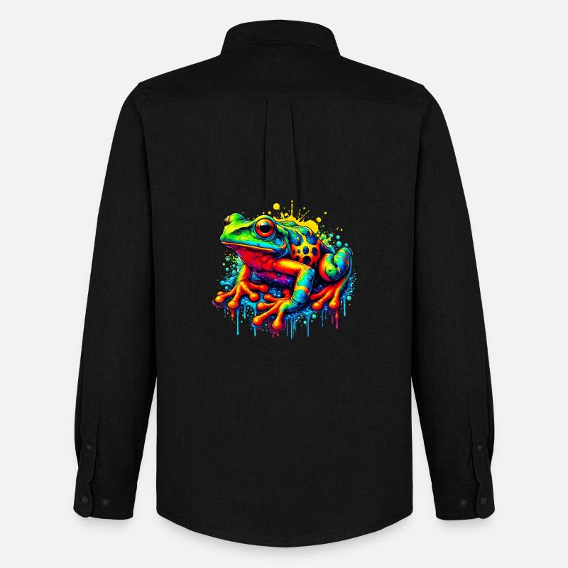 Frosch - Männer Oxford Hemd von Stanley/Stella - Schwarz