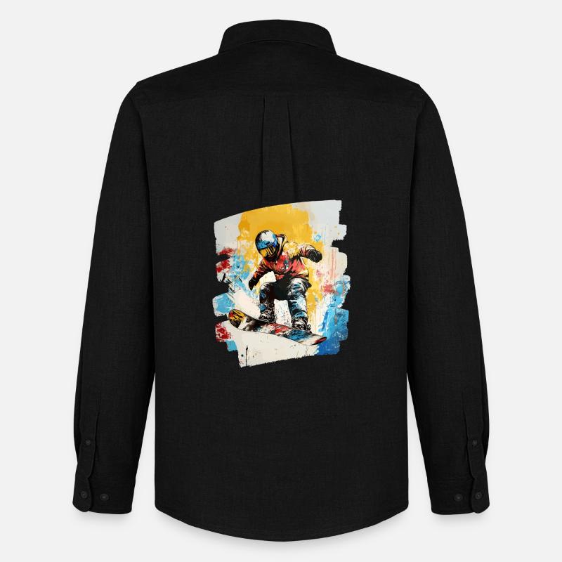 Snowboarder Pulverschnee - Männer Oxford Hemd von Stanley/Stella - Schwarz