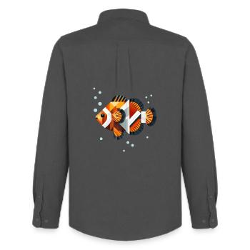 Geometrischer Clownfisch-Abstrakte Unterwasserwelt - Männer Oxford Hemd von Stanley/Stella - Anthrazit - Hinten - AI Model Male 185 dark (185cm)