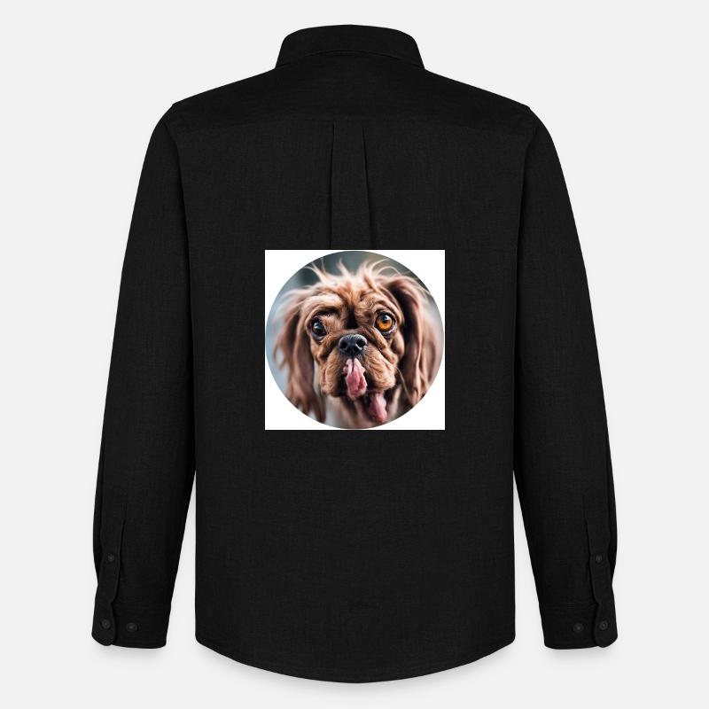 Hässlicher Hund Rundausschnitt - Männer Oxford Hemd von Stanley/Stella - Schwarz