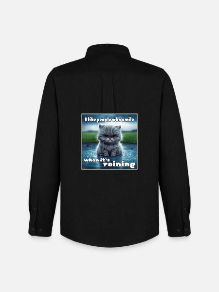 Cat in the rain - Men's Oxford Shirt by Stanley/Stella - black
