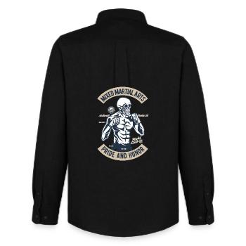 Crâne de combattant MMA – Design d'arts martiaux mixtes - Chemise Oxford homme Stanley/Stella - noir - Dos - AI Model Male 185 dark (185cm)