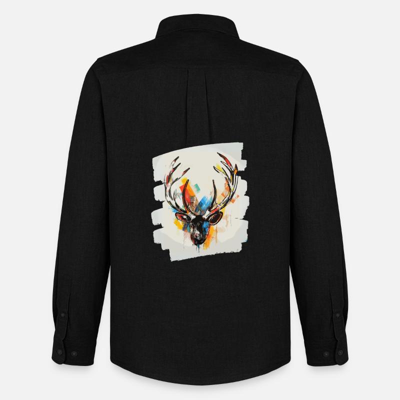 Deer with antlers - Men's Oxford Shirt by Stanley/Stella - black