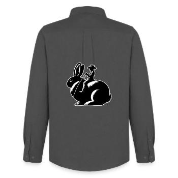 Rabbit Rider (design uniquement - avec contour, 3 couleurs) - Chemise Oxford homme Stanley/Stella - charbon - Dos - AI Model Male 185 dark (185cm)