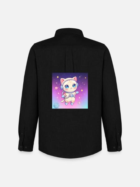 Astronaut kitten - Men's Oxford Shirt by Stanley/Stella - black