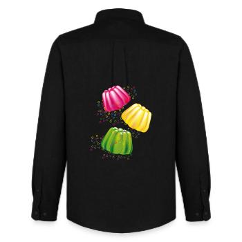 Colourful dishes of the gods dessert motif with retro charm - Men's Oxford Shirt by Stanley/Stella - black - Back - AI Model Male 185 dark (185cm)