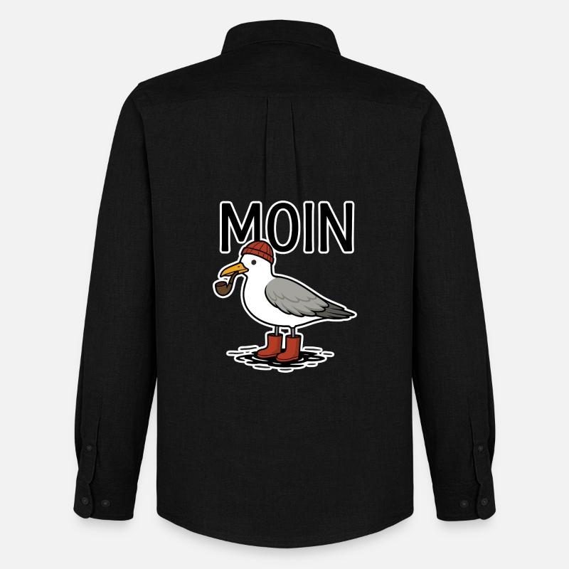 Möwe Moin - Männer Oxford Hemd von Stanley/Stella - Schwarz