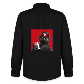 Sloth with sunglasses and espresso maker - Men's Oxford Shirt by Stanley/Stella - black - Back - AI Model Male 185 dark (185cm)