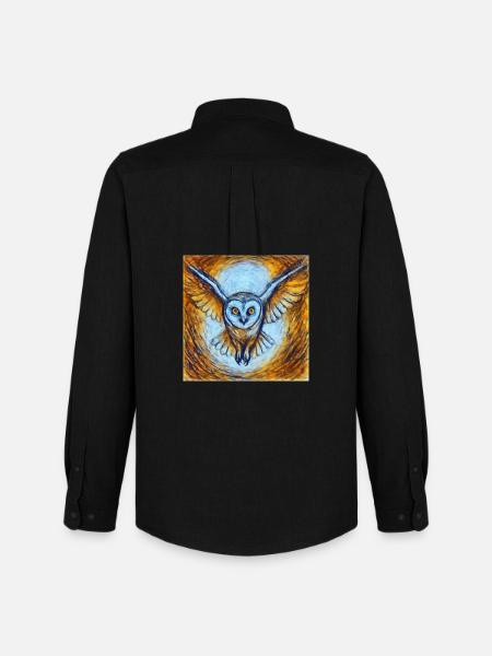 Glowing owl in flight - Men's Oxford Shirt by Stanley/Stella - black