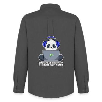 T-shirt gamer panda - La réalité n’est pas mon genre - Chemise Oxford homme Stanley/Stella - charbon - Dos - AI Model Male 185 dark (185cm)