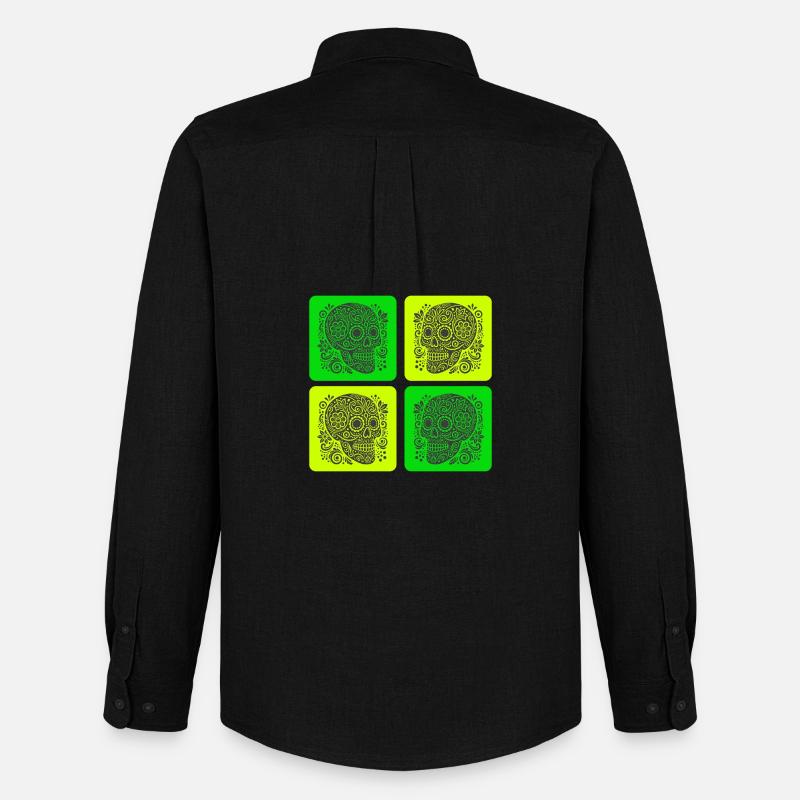 Buntes Totenkopf – Mexiko Design - Männer Oxford Hemd von Stanley/Stella - Schwarz