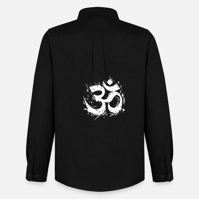 Om-Symbol im dynamischen Grunge-Design - Männer Oxford Hemd von Stanley/Stella - Schwarz