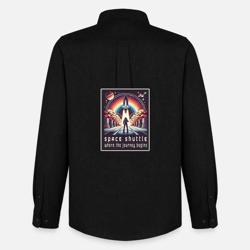 Space Shuttle - The Journey Begins - Men's Oxford Shirt by Stanley/Stella - black