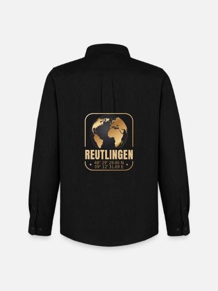 Reutlingen - Männer Oxford Hemd von Stanley/Stella - Schwarz