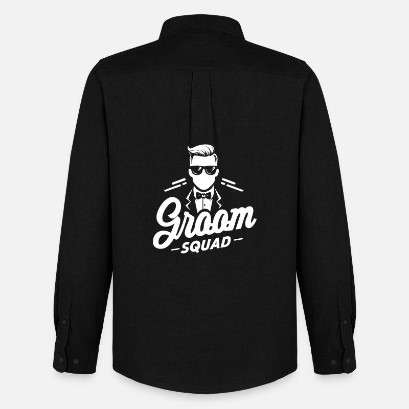 Bräutigam „Groom Squad“-Logo mit Anzug und Fliege - Männer Oxford Hemd von Stanley/Stella - Schwarz