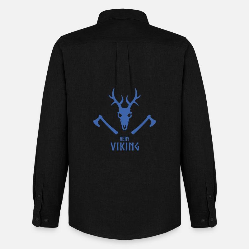 Wikinger Totenschädel Emblem mit Äxten - Männer Oxford Hemd von Stanley/Stella - Schwarz
