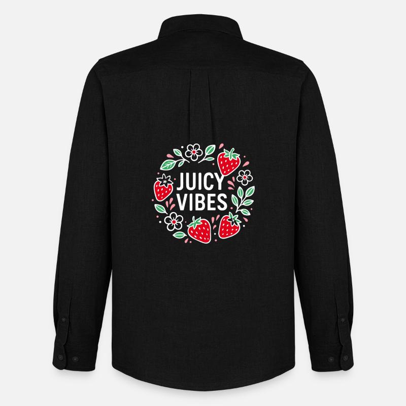 Juicy Vibes - Sommerdesign mit Erdbeeren - Männer Oxford Hemd von Stanley/Stella - Schwarz
