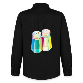 Sel et poivre dans un verre Prisma – Épices colorées - Chemise Oxford homme Stanley/Stella - noir - Dos - AI Model Male 185 dark (185cm)