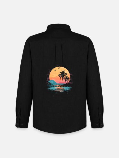 Palm Tree Sunset Summer Sun - Men's Oxford Shirt by Stanley/Stella - black