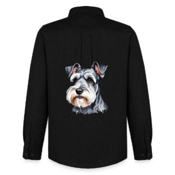 Miniature Schnauzer - Men's Oxford Shirt by Stanley/Stella - black - Back - AI Model Male 185 dark (185cm)