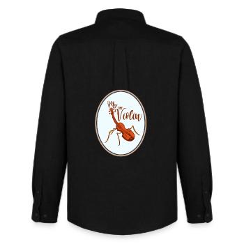 Meine kleine Violine Ameise - Geige Geiger - Männer Oxford Hemd von Stanley/Stella - Schwarz - Hinten - AI Model Male 185 dark (185cm)