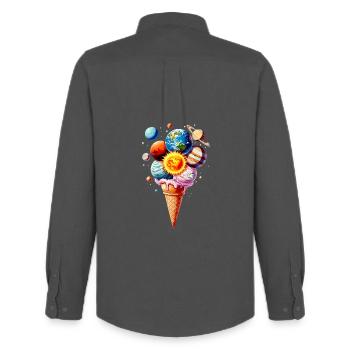 Planeten Eiscreme Waffel Eis - Männer Oxford Hemd von Stanley/Stella - Anthrazit - Hinten - AI Model Male 185 dark (185cm)