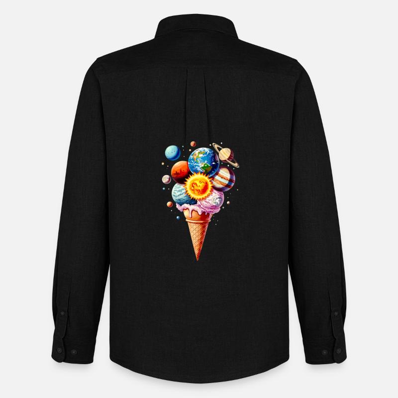 Planeten Eiscreme Waffel Eis - Männer Oxford Hemd von Stanley/Stella - Schwarz