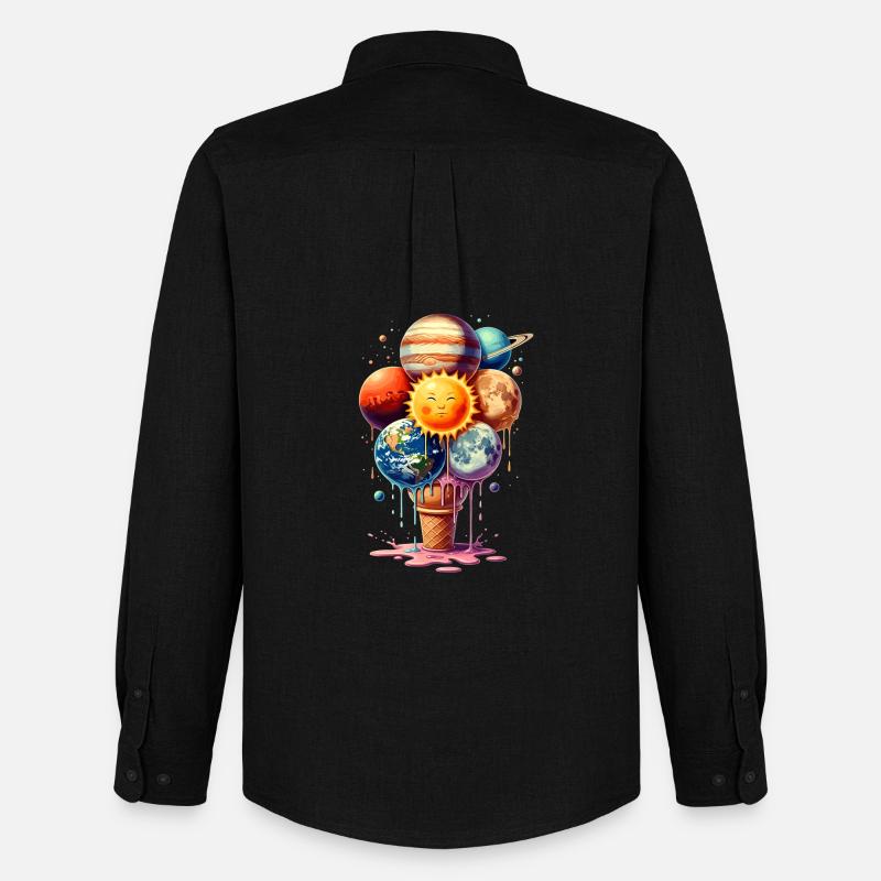 Eiscreme Planeten Waffeleis Sonnensystem - Männer Oxford Hemd von Stanley/Stella - Schwarz