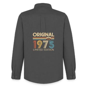 Retro 1970s Cassette Tape Limited Edition - Men's Oxford Shirt by Stanley/Stella - anthracite - Back - AI Model Male 185 dark (185cm)
