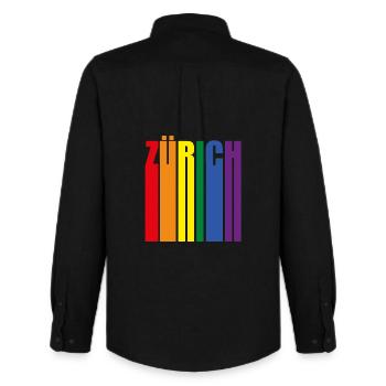 Zurich Rainbow Pride LGBT - Men's Oxford Shirt by Stanley/Stella - black - Back - AI Model Male 185 dark (185cm)
