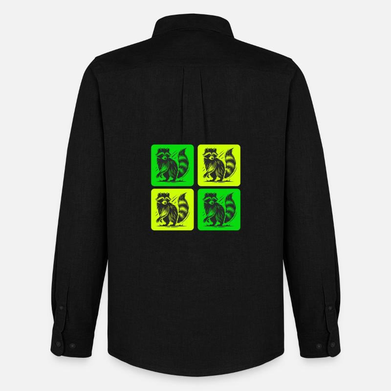 Stylischer Waschbär Retro Design - Männer Oxford Hemd von Stanley/Stella - Schwarz