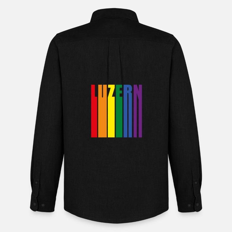 Luzern Schweiz Regenbogen Pride Geschenk - Männer Oxford Hemd von Stanley/Stella - Schwarz
