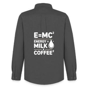 E=MC2 Physik Spruch Koffein Nerd Energie Kaffee - Männer Oxford Hemd von Stanley/Stella - Anthrazit - Hinten - AI Model Male 185 dark (185cm)