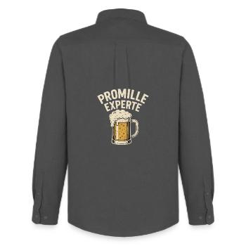 Promille Experte Bier Motiv - Männer Oxford Hemd von Stanley/Stella - Anthrazit - Hinten - AI Model Male 185 dark (185cm)