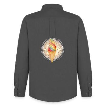 Cheerful soft cream motif with rainbow colours - Men's Oxford Shirt by Stanley/Stella - anthracite - Back - AI Model Male 185 dark (185cm)