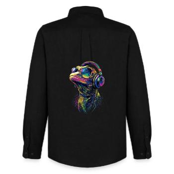 Monitor lizard, reptile, Komodo dragon, banded monitor lizard, lizard - Men's Oxford Shirt by Stanley/Stella - black - Back - AI Model Male 185 dark (185cm)