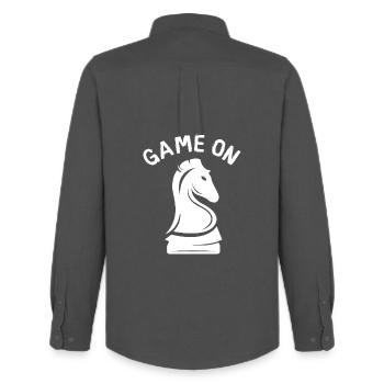 jeu sur Chess Knight - Joueurs et clubs d’échecs - Chemise Oxford homme Stanley/Stella - charbon - Dos - AI Model Male 185 dark (185cm)