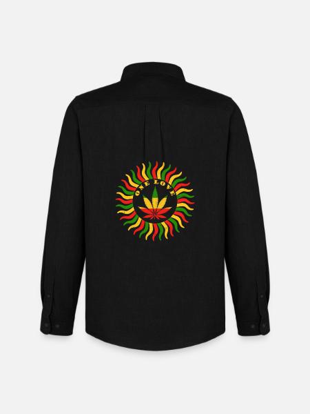 Vibrant Cannabis Love Emblem - Men's Oxford Shirt by Stanley/Stella - black