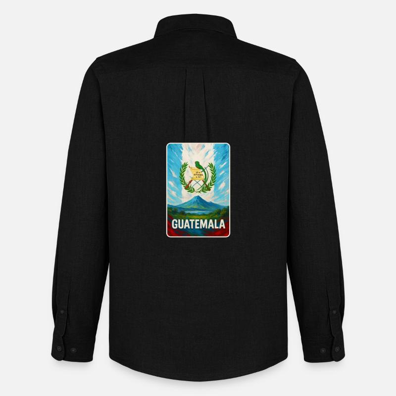 Guatemala Vulkan & Nationalwappen - Männer Oxford Hemd von Stanley/Stella - Schwarz