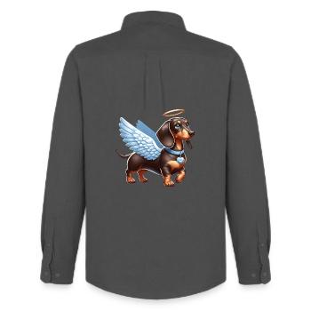 Süßer Dackel Engel mit Flügeln Cartoon Liebe - Männer Oxford Hemd von Stanley/Stella - Anthrazit - Hinten - AI Model Male 185 dark (185cm)