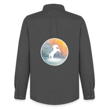 Mystical unicorn in the enchanted forest - Men's Oxford Shirt by Stanley/Stella - anthracite - Back - AI Model Male 185 dark (185cm)