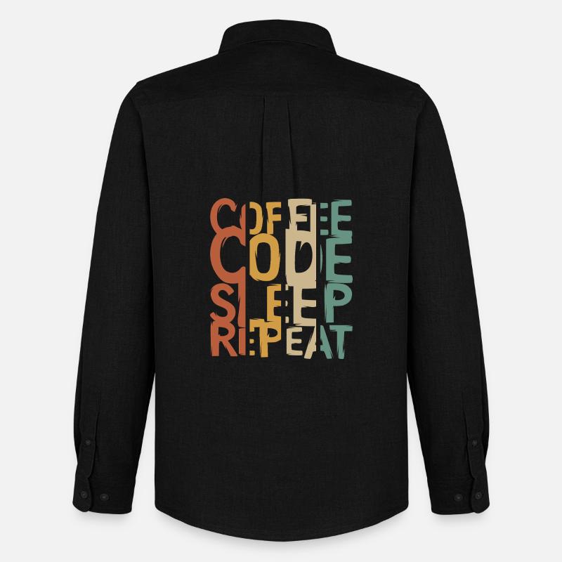 Coffee Code Sleep Repeat – Entwickler Design - Männer Oxford Hemd von Stanley/Stella - Schwarz