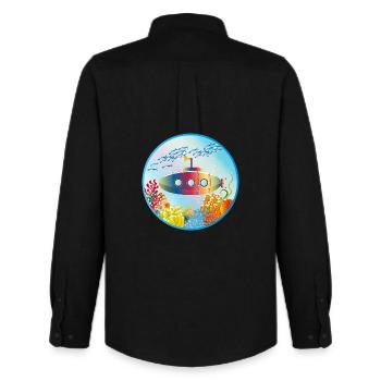 Colorful submarine in tropical coral reef - Men's Oxford Shirt by Stanley/Stella - black - Back - AI Model Male 185 dark (185cm)