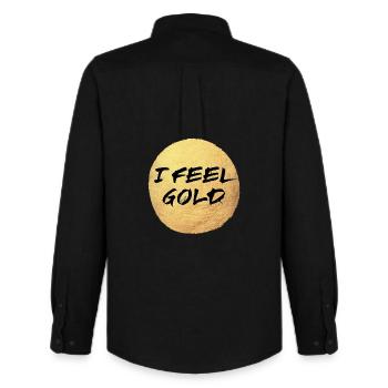 Cercle de yoga d’or Sentiment de soleil Méditation exclusive - Chemise Oxford homme Stanley/Stella - noir - Dos - AI Model Male 185 dark (185cm)