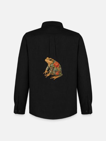 Yakuza Frog – Stillness in Ink - Men's Oxford Shirt by Stanley/Stella - black